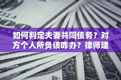武汉如何判定夫妻共同债务？对方个人所负该咋办？律师建议